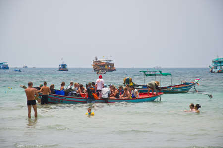 SURAT THANI  THAILAND - MARCH  22: Motor ship  carries out unique people for travel to relax and fun in the sea  -  on March 22, 2014 in KOH TAO SURAT THANI THAILANDのeditorial素材