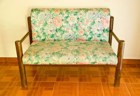 old wood leather bench for living room
