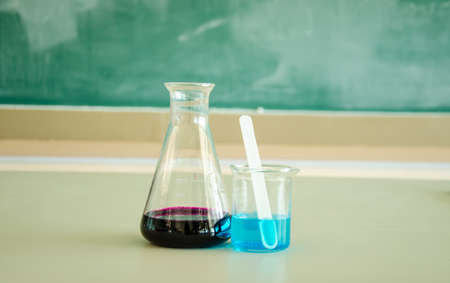 glass tube of liquid in laboratoryの写真素材