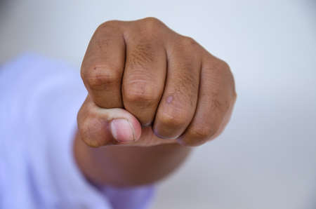 children fist on white backgroundの写真素材