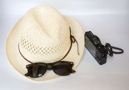 hat and sunglass for summer holidayの写真素材