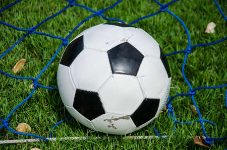 ball and the blue net of goal