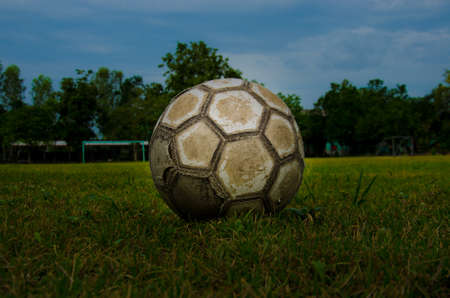 old soccer on field for playの写真素材