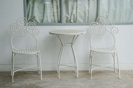 white chair and table for home decorationの写真素材
