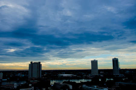 bird eye view of Bangkok city before nightの写真素材