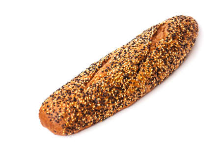 French bread with sesame seed on white backgroundの写真素材