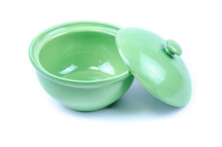 green kitchen ware on white backgroundの写真素材