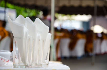 glass and tissue paper ready to serveの写真素材