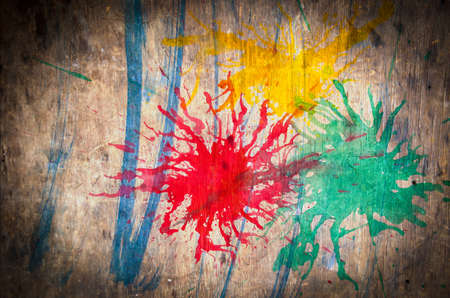 abstract multicolor on brown wood texture backgroundの写真素材