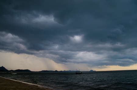 storm and black cloud in the seaの写真素材