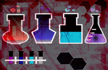 abstract red color background with science and chemical concept technology