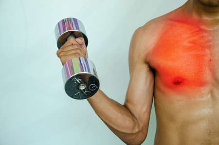 fit man with chest  pain and injury from fitness