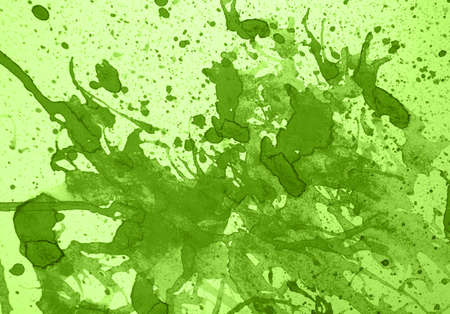 abstract green  water color with spatter on white background