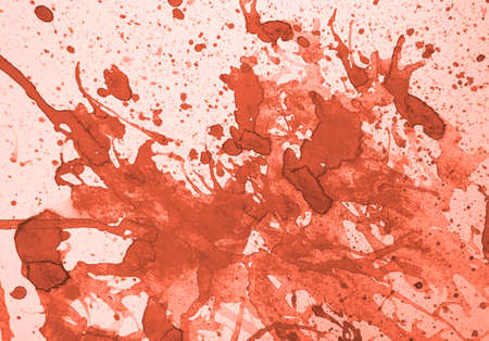 abstract orange water color with spatter on white background