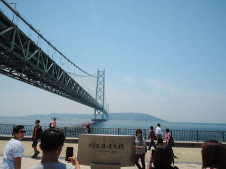 KOBE JAPAN MAY 21 , 2016 Unidentified tourist take photo at Pearl  bridge ( Akashi Kaikyo) Bridge  Japan famous place for travel in KOBE JAPAN MAY 21,2016のeditorial素材