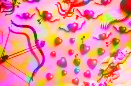 public art background  red heart and cupid with arrowの写真素材