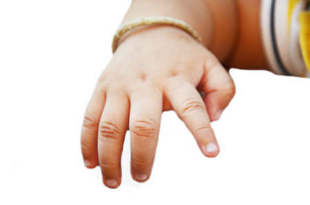 children hand on white background