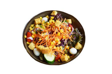 mixed salad fruit and vegetable on white backgroundの写真素材