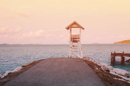 end of  road to the sea lool like old vintage styleの写真素材