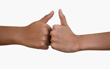 thumb for positive concept on white background