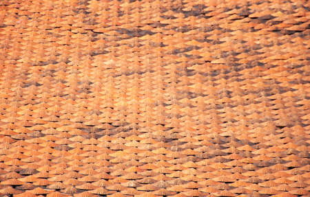 old red tile roof top in the templeの写真素材