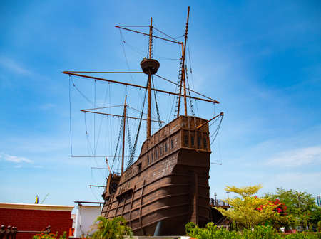 MALACCA, MALAYSIA, october 14, 2019  ancient warship   in Malacca heritage city  of Malaysiaのeditorial素材