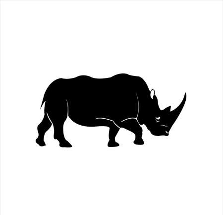 rhino vector logo of animal silhouette with wild horn conceptのイラスト素材