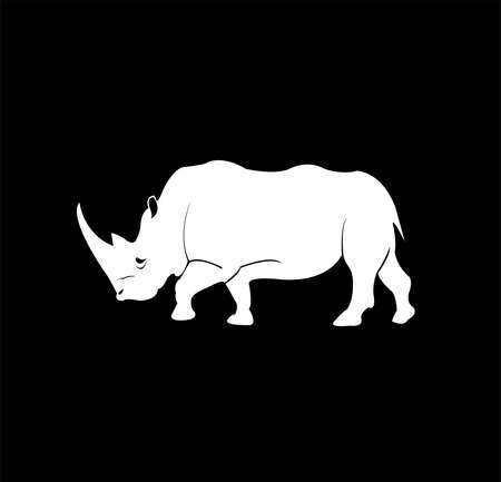 rhino vector logo of animal silhouette with wild horn conceptのイラスト素材
