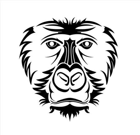 gorilla logo and ape vector with big angry face of wildlife primateのイラスト素材