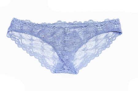 Violet panties isolated on white backgroundの写真素材