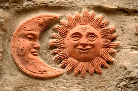 Moon and sun decorationsの写真素材