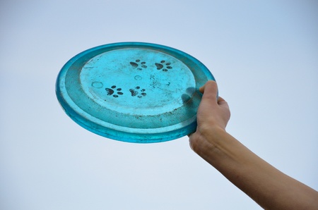 Woman hand with a disc dogの写真素材
