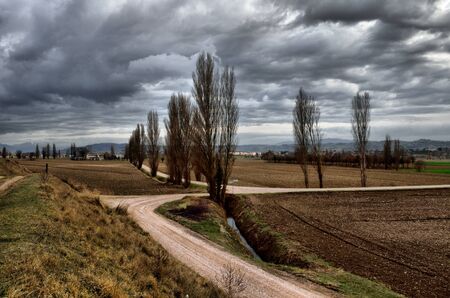 The countryside near Bevagna, Umbriaの写真素材