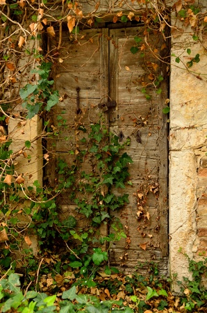 Old door of abandoned houseの写真素材