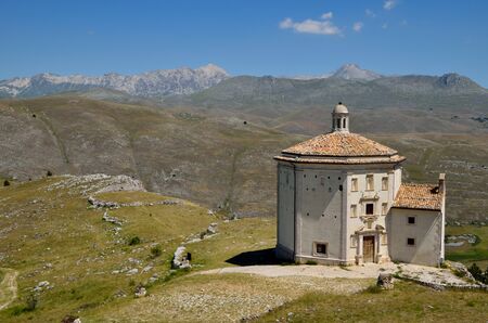 Calascio church on the Apenninesの写真素材