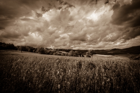 Rural landscape in Umbria after the stormの写真素材