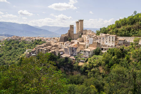 Photo of Pacentro village in the woodの写真素材