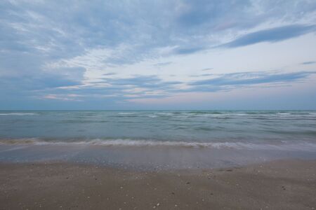 Beautiful long exposure landscape of sea shoreの写真素材