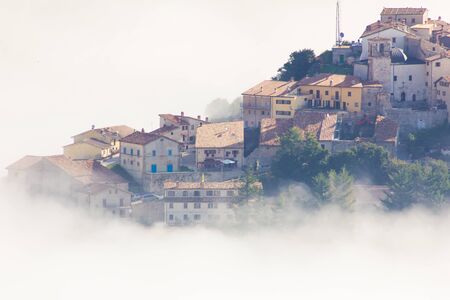 Little village on the fogの写真素材