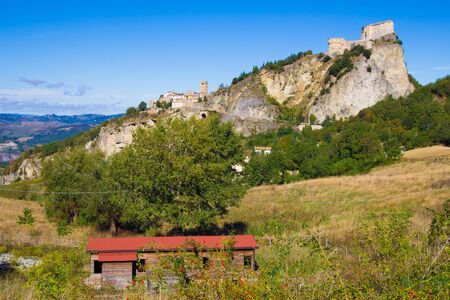 Fortress of San Leo, Italy, with landscapeのeditorial素材