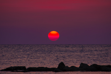 Beautiful tropical sunrise on the beachの写真素材