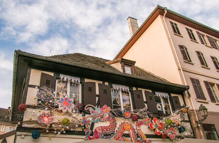 Old house of christmas decorations in Strasbourg, Franceのeditorial素材