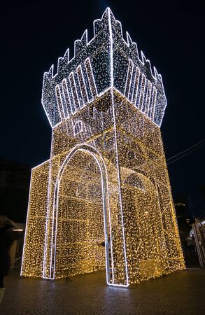 Tower of lights in the historic center of Civitanova Marcheのeditorial素材