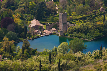 The famous garden of Ninfa in the lazio region, Italyの写真素材