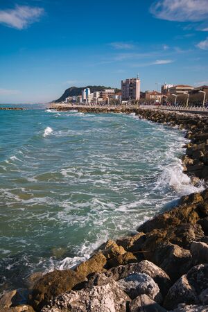 Panoramic view of Pesaro town on the adriatic seaのeditorial素材
