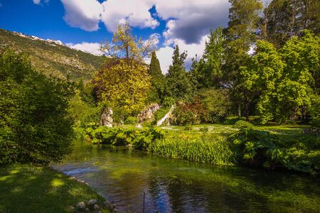 Landscape with river in Lazio, Italy, Europeの写真素材
