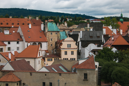 Historic center of Cesky Krumlov in Bohemiaのeditorial素材