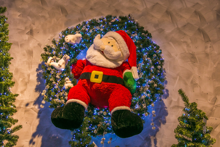 Christmas garland with Santa Clausの写真素材