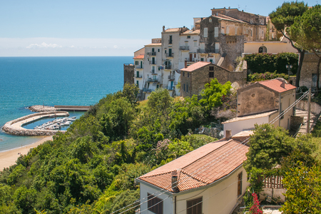 Panoramic view of Sperlonga italian old village in Lazio, Europeの写真素材