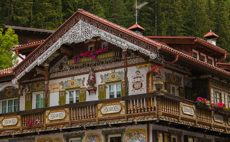 Picturesque and decorated house in the historic center of Canazeiのeditorial素材